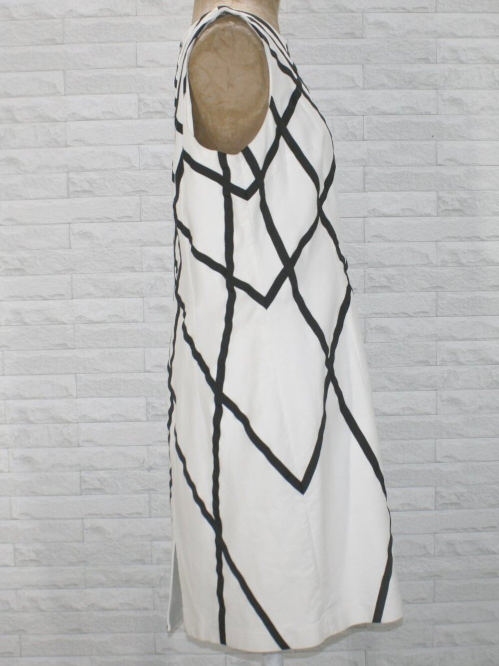 PETER NYGARD Dress Midi Sleeveless Striped Classic Black White Plus Size 14 - Picture 3 of 16
